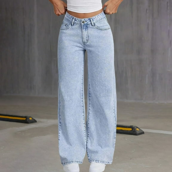 UACY Baggy Jeans for Kids Boys and Girls Wide Leg Denim Pants High Elastic Waist Y2K Vintage Cargo Pocket Trousers (Light Blue, 8-9 Years)