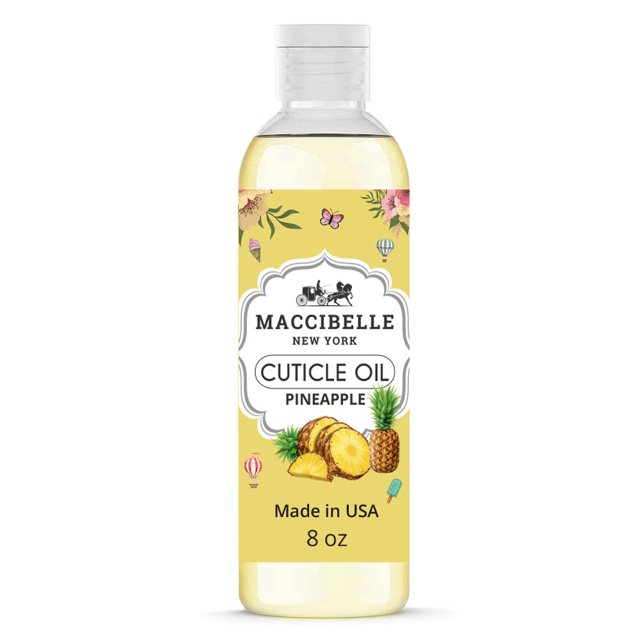 Maccibelle Aceite para cutículas para uñas Tamaño de recambio para cutículas secas y agrietadas (8 onzas de piña)