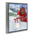 thumbnail image 2 of Stupell Industries Farmhouse Frosty Barn Snowman Gray Floating Frame Canvas Art, 18 x 18, by Paul Brent, 2 of 8