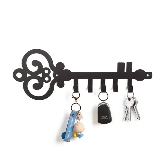 Key Storage Row Hooks for Wall Decorative, Wall Mounted Key Holder, Black Metal Key Organizer Rack Hook for wall