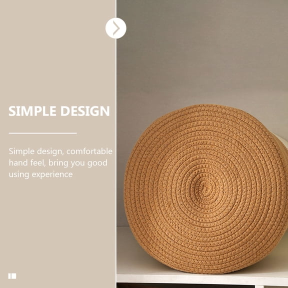 NICEXMAS Khaki Cotton Rope Woven Storage Basket, Home Organizer for Sundries, Laundry, and Clothes Storage