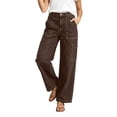 thumbnail image 4 of Miqool Women's Cargo Jeans High Waisted Straight Leg Denim Pants Casual Trendy Baggy Trousers with Pockets, 4 of 9