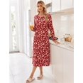 thumbnail image 3 of Ekouaer Long Sleeve Nightgowns for Women Calf Length Sleepwear Long Sleepshirts Crewneck Sleep Dress, 3 of 6