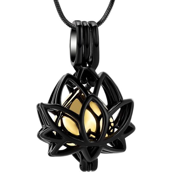 Hollow Heart Cremation Jewelry for Ashes Lotus Flower Hollow Heart Urn Necklace Ash Locket, Keepsake Pendant Necklace for Women