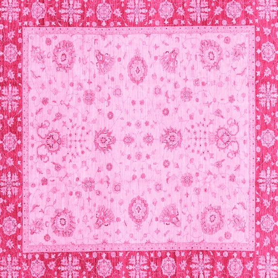 Ahgly Company Indoor Square Abstract Pink Modern Area Rugs, 7' Square