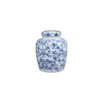 Woven Paths Blue and White Ginger Jar with Lid
