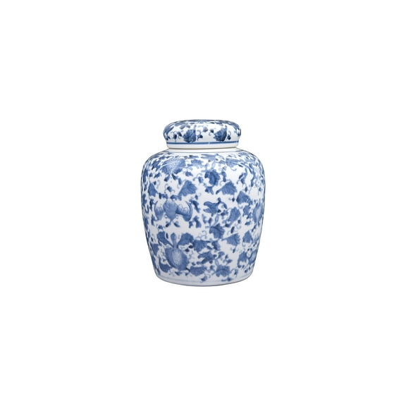 Woven Paths Blue and White Ginger Jar with Lid
