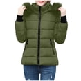 thumbnail image 4 of Dezsed Winter Coats for Women Clearance Women's Winter Tops Jacket with Hood Waist and To Overcome Outer Long Sleeve Coats Army Green XL, 4 of 7
