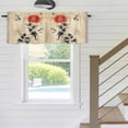 thumbnail image 5 of Kitchen Valances for Window, Vintage Chrysanthemum Flower Bird Light Filtering Rod Pocket Valance Curtain, Floral on Brown Linen Short Curtains Window Topper for Bedroom Bathroom Living Room 42x12in, 5 of 9