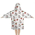thumbnail image 2 of White Cow Strawberry Heart Pattern Blanket Hoodies for Kids 6-13YR Oversize Wearable Blanket Hoodies for Boys Girls Teens, 2 of 7