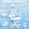 thumbnail image 6 of Huracan Cute Bunny Ears Gaming Chair with Footrest, Ergonomic High Back Office Gamer Chair, Massage Computer Game Chair with Lumbar Support for Adults,LightBlue, 6 of 7