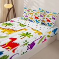 thumbnail image 3 of Metsweet Wildlife Dinosaur Zipper Twin Comforter Sets with Fitted Sheet and 2 Pillowcases, Cute Animal Zipper Bedding Set, Blue Red White,4-Piece, 3 of 6