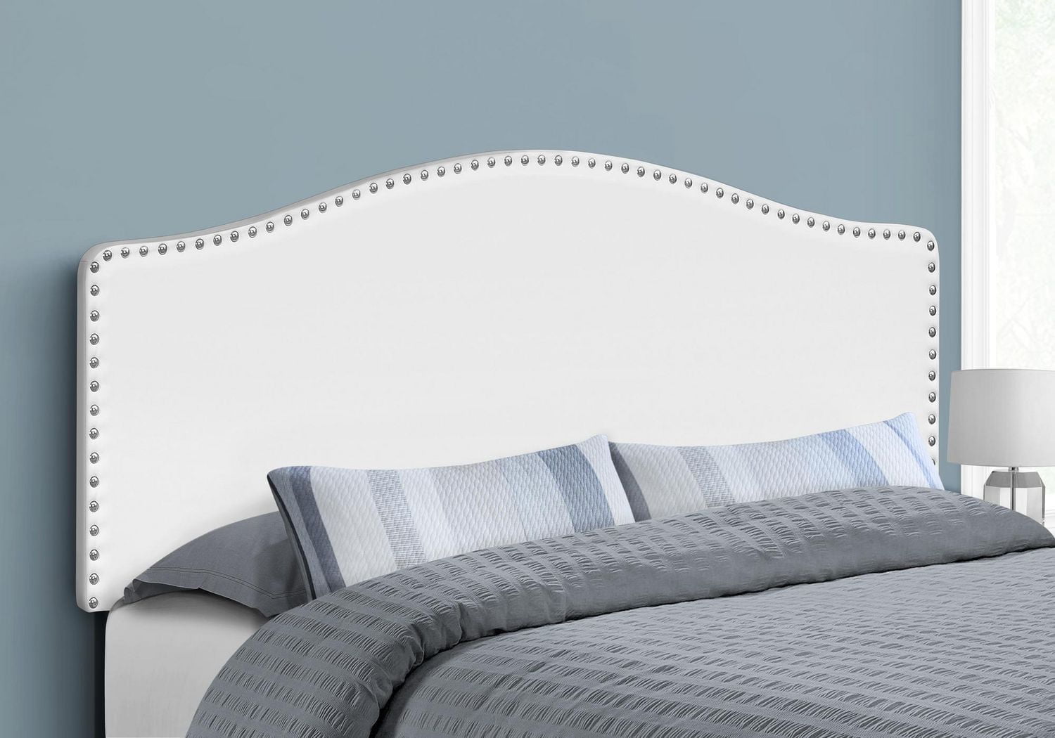 Monarch Specialties Bed, Headboard Only, Queen Size, Bedroom, Upholstered, Pu Leather Look, White, Transitional