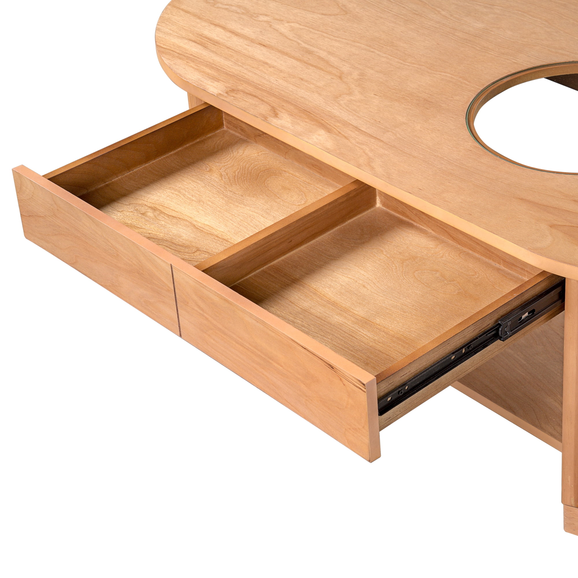 HOQBN Modern Oval Coffee Table with Drawers,2-Tier Wooden Storage Center Table,for Living Room Small Space,Light Brown