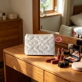 thumbnail image 4 of Quilted Heart Cosmetic Storage Pouch Portable Organizer, Lightweight Zipper Bag For Earphones Coins Makeup And Small Essentials, Compact Travel Accessory Storage Solution, 4 of 6