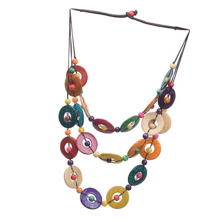 Bohemian Puka Coconut Shell Bead Chain Necklace Multicolored Women's Jewelry