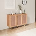 thumbnail image 4 of Modern Farmhouse 3 Door Storage Cabinet with Adjustable Shelves, Brown Accent Cabinet with Metal Legs Kitchen Storage Cabinet, Sideboard Buffet Cabinet for Dining Room, Entryway, and Kitchen, 4 of 8