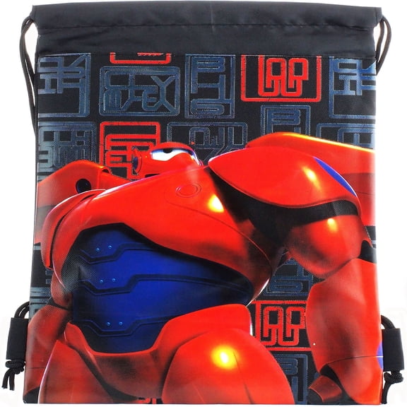 Disney Big hero drawstring bag Multi Purposes Use Black or Red