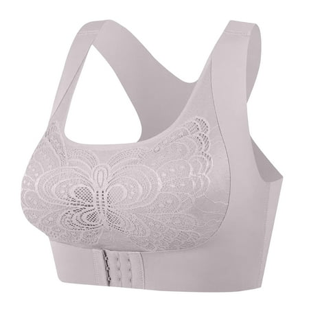 Lowest Price Guaranteed: Bras for Women Full Coverage  Women s Seamless Lace Front Buckle Sports Bra Without Steel Ring Back Excellent Up Support Gathering And Collecting Accessory Breast Bra