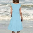 thumbnail image 4 of FcBaudy Robes d'Été pour Femmes, Robes pour Femmes, Jupe pour Femmes Robe d'Été pour Femmes à Col Rond Imprimée Sans Manches Robe de Plage pour Femmes Jupe en Coton, 4 of 8