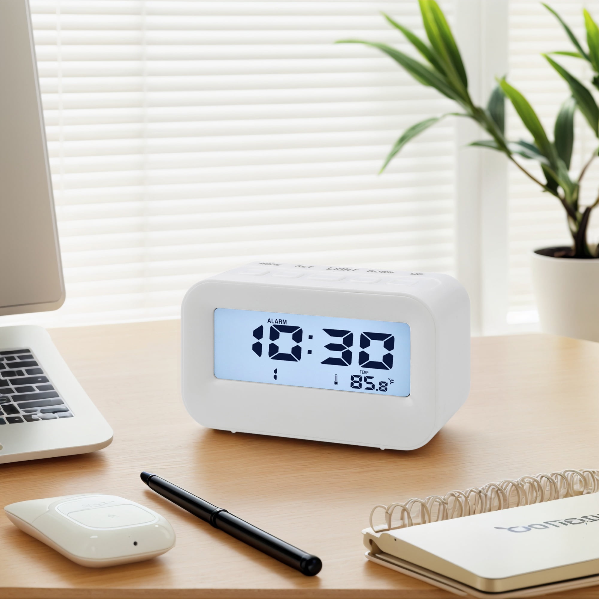 Unique Bargains Electric Alarm Clock with Temperature Display White 4.3"L x 1.8"W x 2.4"H