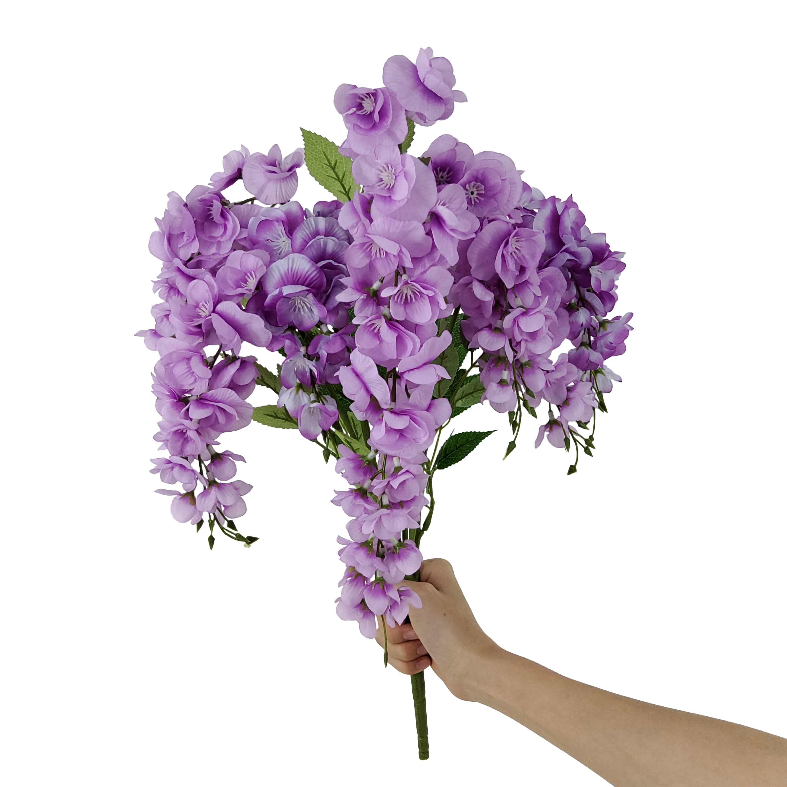 Mainstays Indoor Artificial Wisteria Bouquet, Purple Color, Assembled Height: 20"