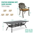 thumbnail image 6 of VIVIJASON 9-Piece Outdoor Dining Set, Cast Aluminum Retro Patio Furniture Table and Chairs Set for 8, Include Large 94.5" Rectangular Dining Table and 8 Chairs with Umbrella Hole, Khaki Cushion, 6 of 7