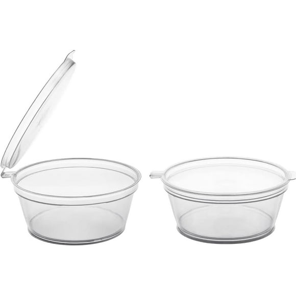 200 PCS - 1 OZ Clear Diposable Plastic Jello Shot Cups with Lids, Small Plastic Containers with Lids, Small Mini Containers for Portion Controll, Jello Shot, Condiment Cups, Dipping Sauce