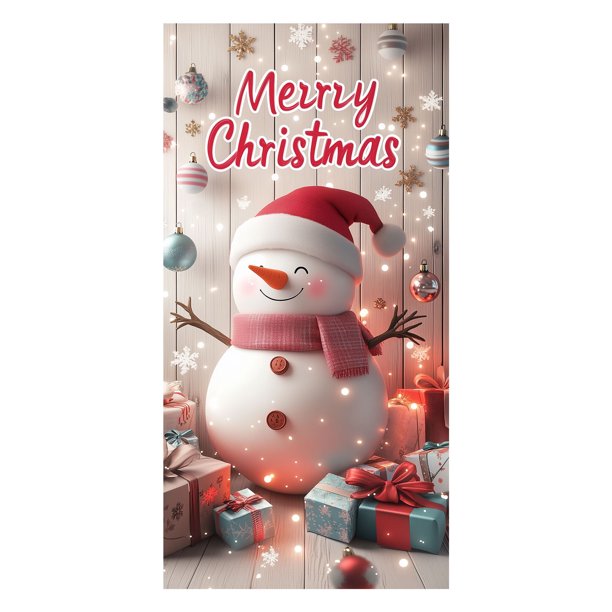 Avdjesfny - Cubierta de puerta navideña de Papá Noel, decoración navideña para puerta de entrada, pancarta colgante navideña, fondo de Papá Noel para puerta de entrada, decoración navideña de