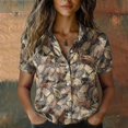 thumbnail image 2 of QASIEATN Women's Retro Shirt Women's Satin Printed Short Sleeved Shirt Vacation Style Shirt, 2 of 7