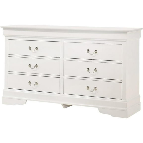 Bowery Hill Engineered Wood Traditional 6 Drawer Dresser in White