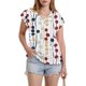 thumbnail image 5 of Eres Más Que una Camisa de Puntuación de Prueba Sexy de Manga Corta Lentejuelas Suelta Camisa de Blusa con Cuello en V, Poliéster, 5 of 8