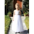 thumbnail image 4 of Ekidsbridal Girl Baptism Flower Girl Dress - White Tulle Keyhole Bak A-Line with Sequin Sash 178mh-A (Size: 2-12), 4 of 5