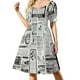 thumbnail image 1 of Vestido de manga corta de periódico viejo, vestido largo, vestidos de mujer para mujer, vestido, 1 of 7
