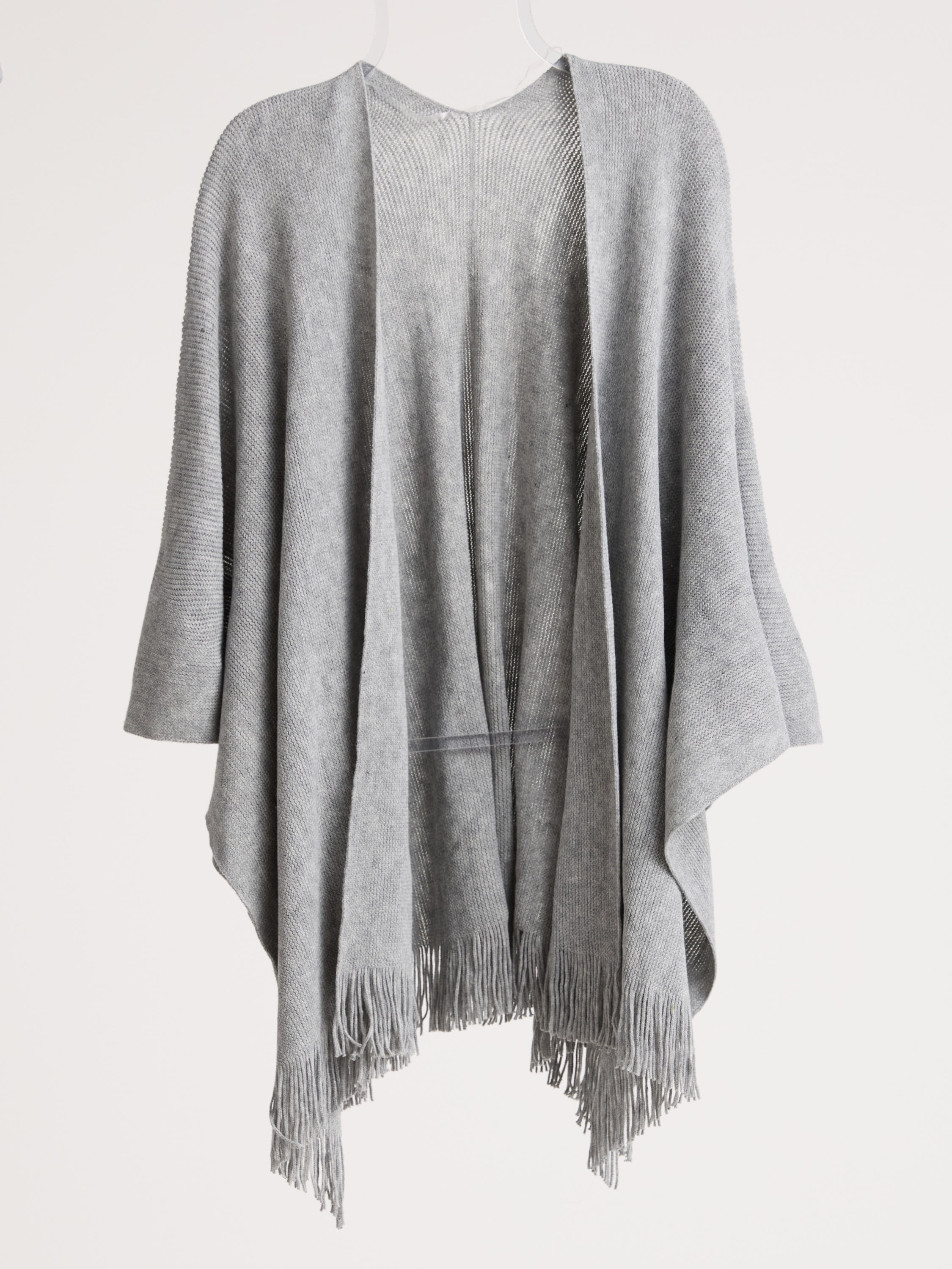Time and Tru Women's Raschel Knit Ruana Coverup, One Size, Grey