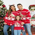 thumbnail image 2 of Matching Family Christmas Sweaters Cute Reindeer Long Sleeve Knit Pullover Jumper, 2 of 7