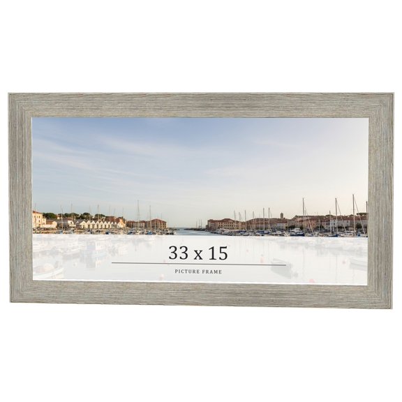 33x15 Frame Grey Real Wood Picture Frame Width 1.5 Inches | Interior Frame Depth 0.5 Inches | Barn