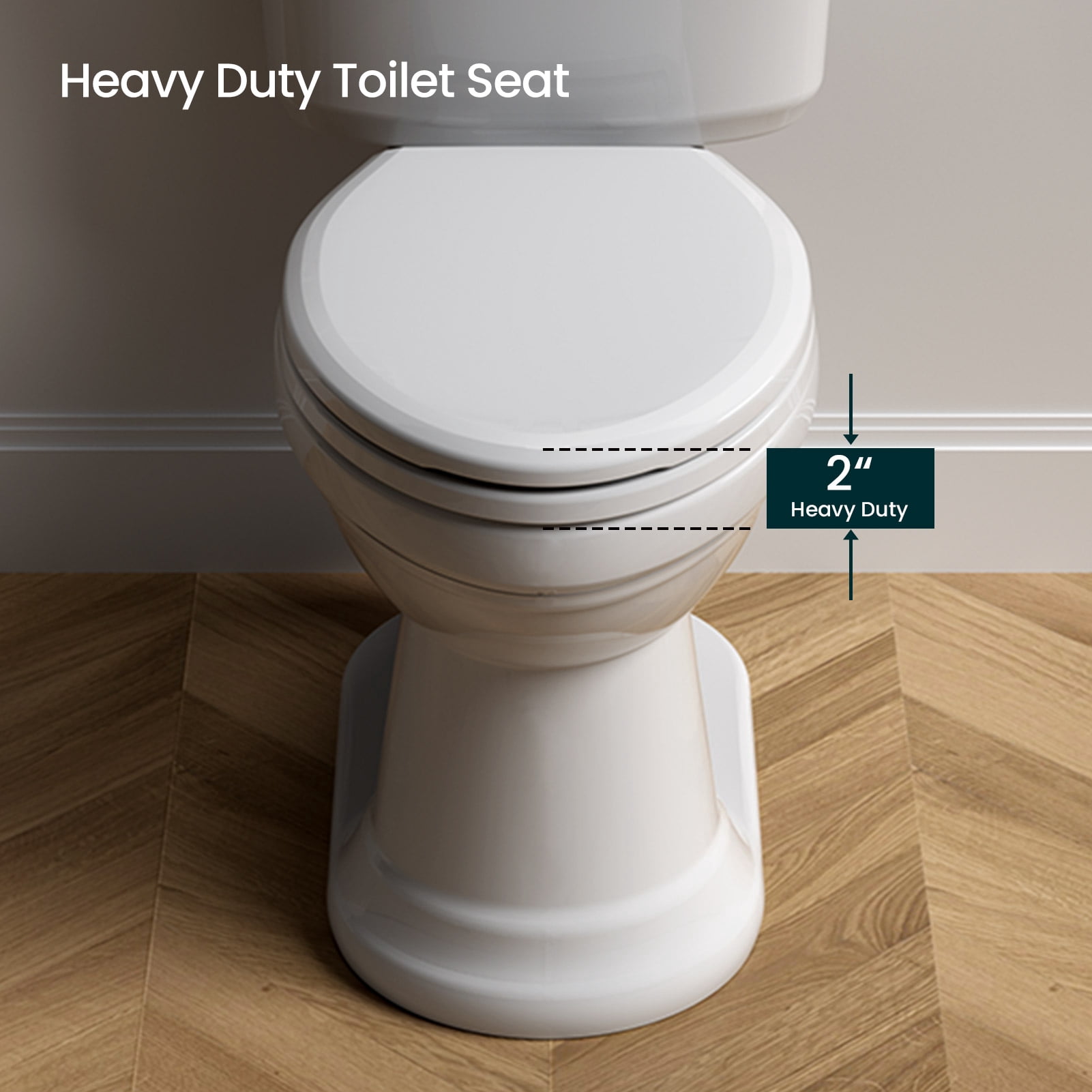 R&T B1098 Elongated Toilet Seat, Heavy-Duty up to 440 lbs, Slow Close, Non Slip and Easy to Keep Clean, Easy to Install, White Premium PP Material
