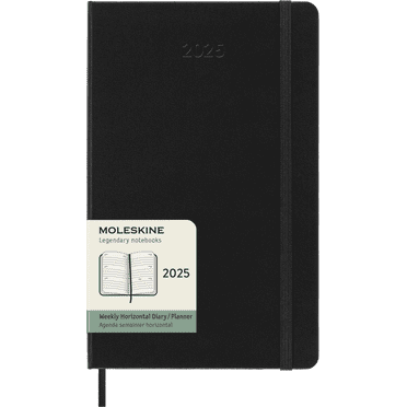 Moleskine Classic 12 Month 2025 Weekly Horizontal Planner, Hard Cover, Large (5" x 8.25"), Black, 144 Pages