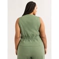 thumbnail image 3 of Sofia Jeans Women's Plus Size Linen Blend Fitted Vest, Sizes 1X-4X, 3 of 4