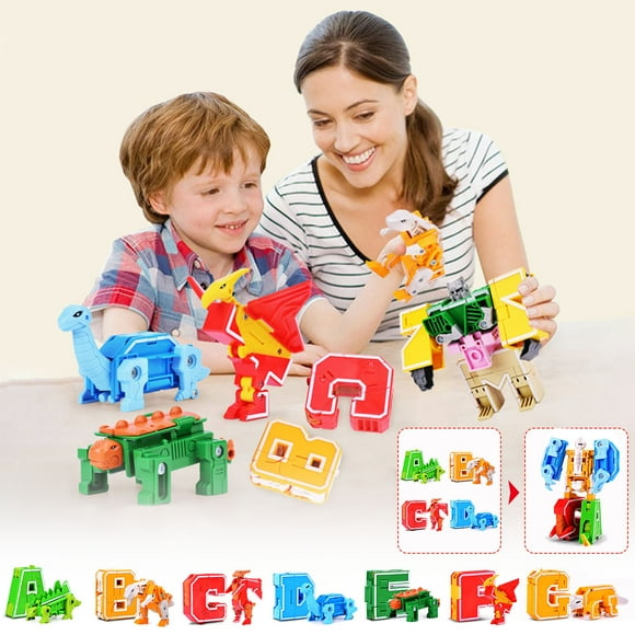 EQWLJWE Toys Games Kids,Christmas Decorations,Baby Toys Clearance,Novelty Gag Toys for Girls Boys,Children's Educational Alphabet Deformation Robot Deformation Fit Robot Parent-child Interactive Toys