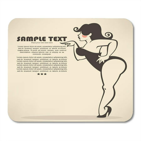 SIDONKU Fat Pinup Plus Size Pin Up Girl on Beige Silhouette Model Mousepad Mouse Pad Mouse Mat 9x10