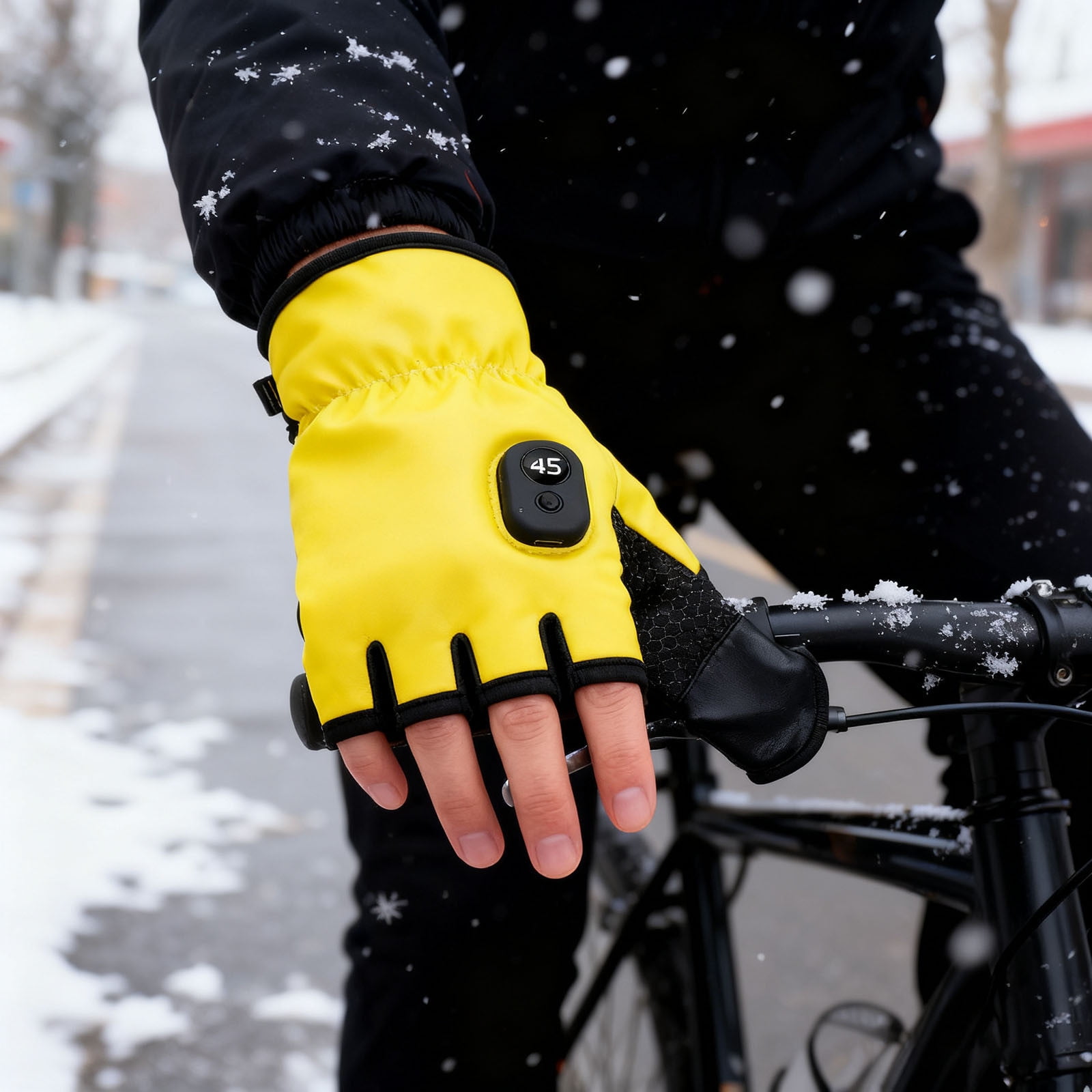 USB Heated Fingerless Gloves with Digital Display, Rechargeable 3 Speed Adjustable Heating Gloves for Outdoor Work Cycling Skiing, Portable Hand Warmer for Men Women Winter Use