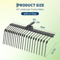 thumbnail image 4 of Yiwa Tow-Behind Heavy Duty Steel Landscape Rake, Pine Straw Rake Attachment with 2-Inch Receiver, Suitable for Lawn Tractors, ATV/UTV, Ground Leveling, Dethatching and Leaf Removal, 4 of 6