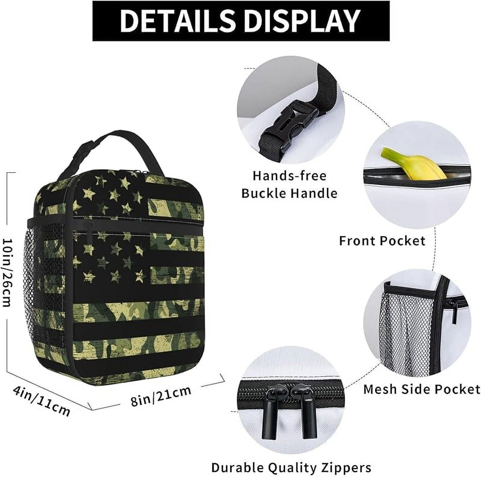 Camouflage Usa Flag Reusable Lunch Box Insulated LunchBox Cooler Lunch Bag