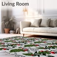 thumbnail image 2 of ODIKA 3'x5' Machine Washable Non-Slip Area Rug, Winter Evergreen Branches and Crimson Berry Cluster Design High Traffic Rug with Pad, Green, 627220, 2 of 8