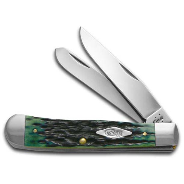 Case xx Jigged Hunter Green Bone Trapper Stainless Pocket Knife Knives