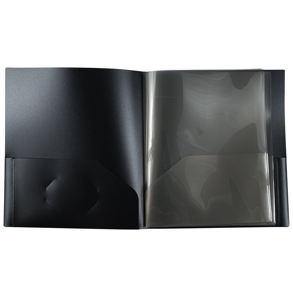 JAM Paper Heavy Duty Plastic Multi Pocket Folders, 10 Pocket Organizer, Black, Bulk 72/Pack
