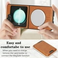 thumbnail image 2 of Compatible with Magsafe Wireless  Charging 2 in 1 Detachable for Samsung Galaxy Z Flip 5 Wallet Case with Card Slot Women Men, Classic Magnetic PU Leather Flip Cover for Galaxy Z Flip 5, Brown, 2 of 7