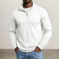 thumbnail image 4 of Domuza Mens Waffle Knit Quarter Zip Pullover Sweater, Mock Stand Collar Long‑Sleeve Sweatshirt, Fall Winter Quilted Casual Polo Tops, 4 of 8